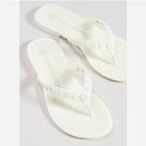 Tory Burch Sandals Women 11 Cream Ivory Studded
Jelly Sandal Slip On Flip Flop